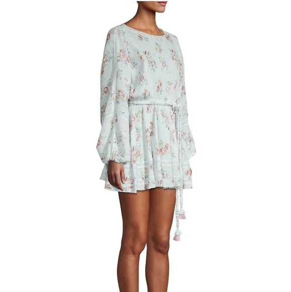 Loveshackfancy noelle floral cotton mini dress, peri XS - Picture 2 of 15